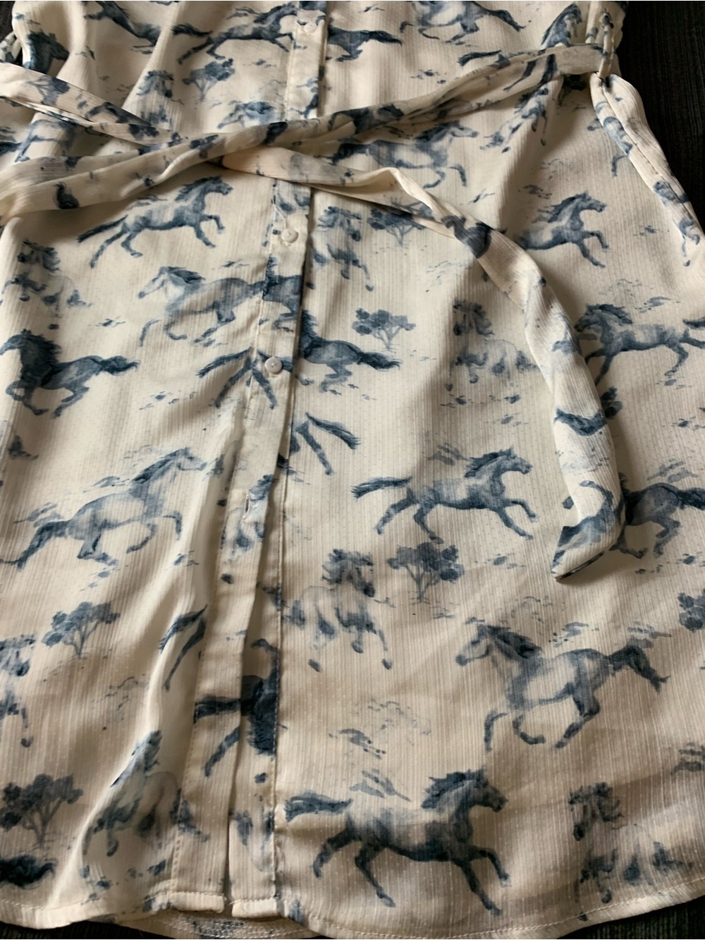 elizabeth crosby horse dress White Blue Large - Picture 7 of 15
